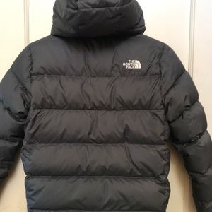 The north face fleece lined hooded down jacket